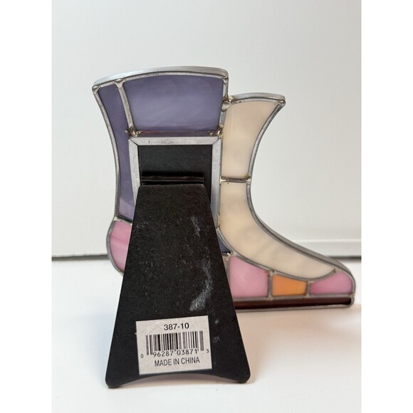 Art Glass Handmade Photo Frame Stain Glass Boot Shoe Shape Frame - Picture 3 of 9
